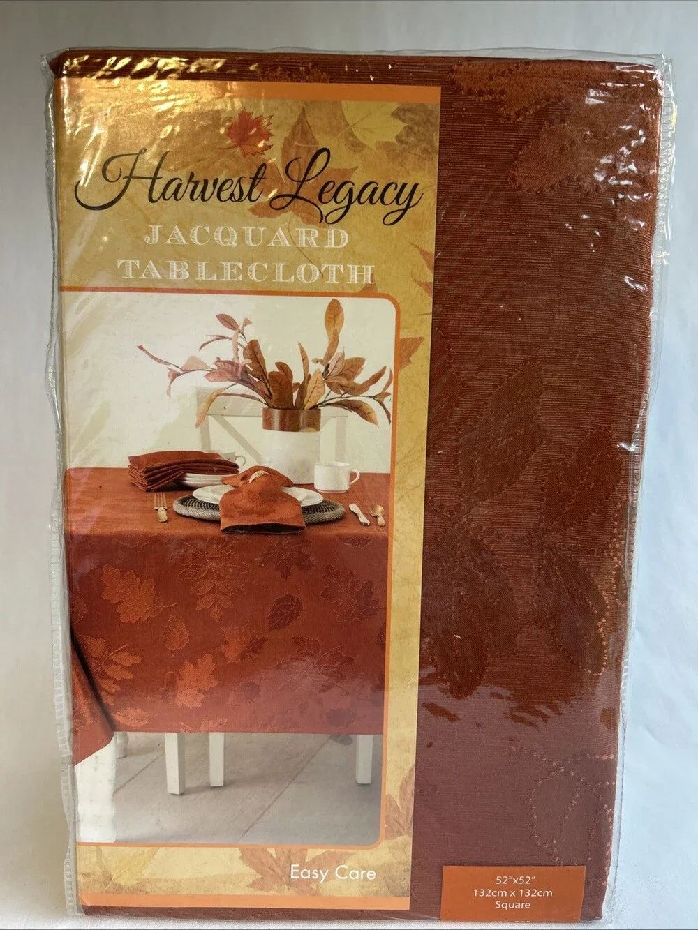 Benson Mills Harvest Legacy Jacquard Tablecloth 52 X 52 Square Rust Orange